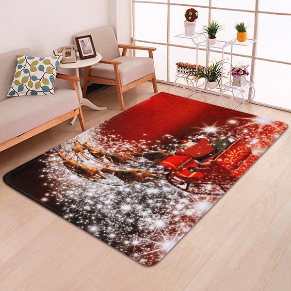 Santa Claus And Sleigh Pattern Red Christmas Entryway Doormat Runners Rugs Kitchen Bathroom Anti-skip Mats