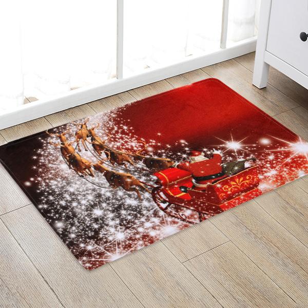 Santa Claus And Sleigh Pattern Red Christmas Entryway Doormat Runners Rugs Kitchen Bathroom Anti-skip Mats