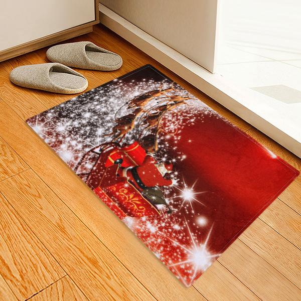 Santa Claus And Sleigh Pattern Red Christmas Entryway Doormat Runners Rugs Kitchen Bathroom Anti-skip Mats