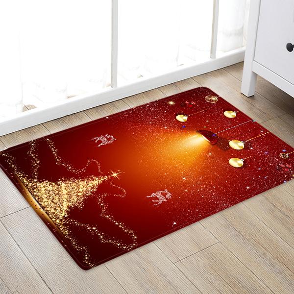 Christmas Tree Sparkling Under The Lights Pattern Red Christmas Entryway Doormat Runners Rugs Kitchen Bathroom Anti-skip Mats