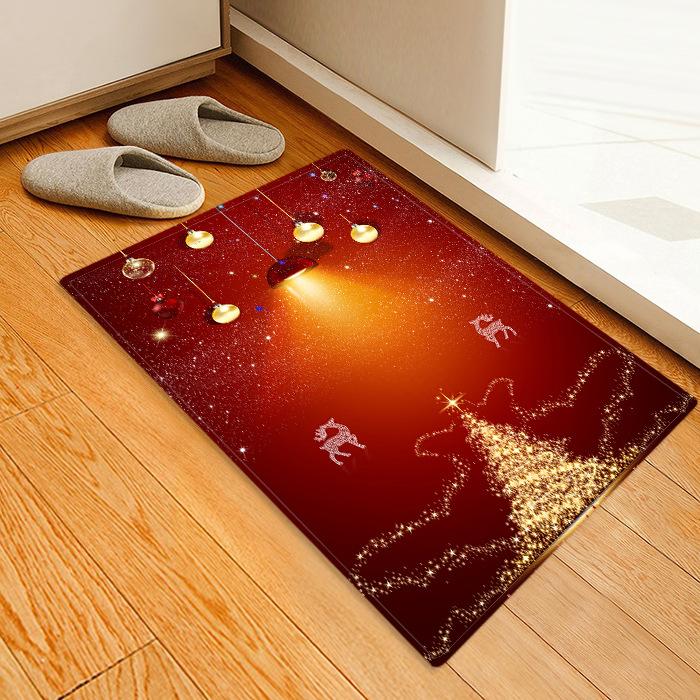 Christmas Tree Sparkling Under The Lights Pattern Red Christmas Entryway Doormat Runners Rugs Kitchen Bathroom Anti-skip Mats