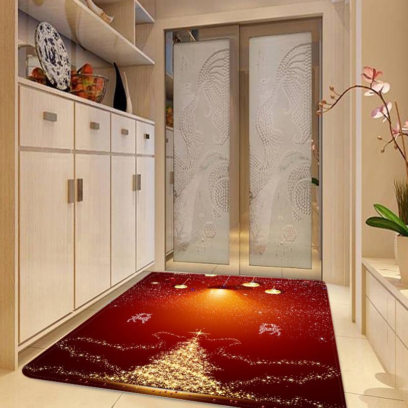 Christmas Tree Sparkling Under The Lights Pattern Red Christmas Entryway Doormat Runners Rugs Kitchen Bathroom Anti-skip Mats