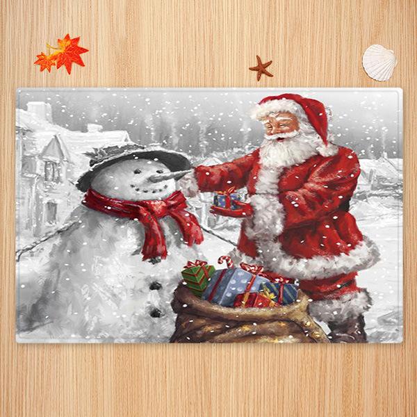 Santa Claus And Christmas Snowman Christmas Entryway Doormat Runners Rugs Kitchen Bathroom Anti-skip Mats