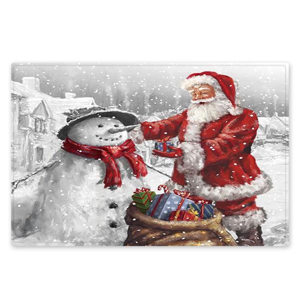 Santa Claus And Christmas Snowman Christmas Entryway Doormat Runners Rugs Kitchen Bathroom Anti-skip Mats