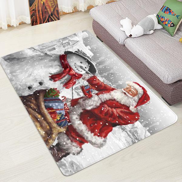 Santa Claus And Christmas Snowman Christmas Entryway Doormat Runners Rugs Kitchen Bathroom Anti-skip Mats