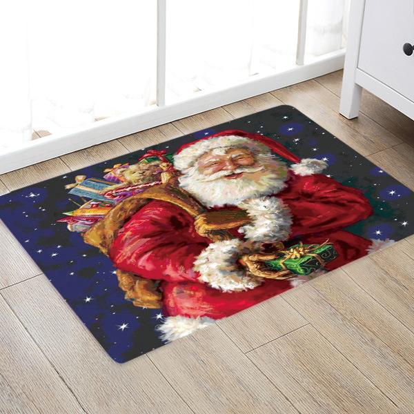 Santa Claus Giving Gifts Pattern Christmas Entryway Doormat Runners Rugs Kitchen Bathroom Anti-skip Mats