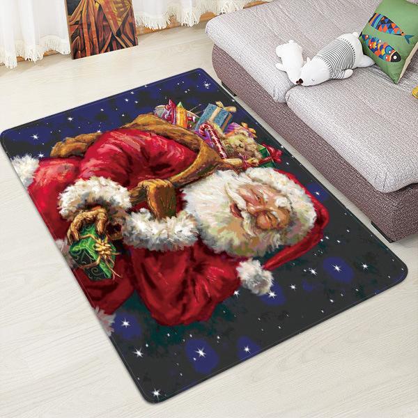 Santa Claus Giving Gifts Pattern Christmas Entryway Doormat Runners Rugs Kitchen Bathroom Anti-skip Mats