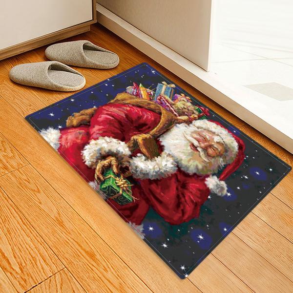 Santa Claus Giving Gifts Pattern Christmas Entryway Doormat Runners Rugs Kitchen Bathroom Anti-skip Mats