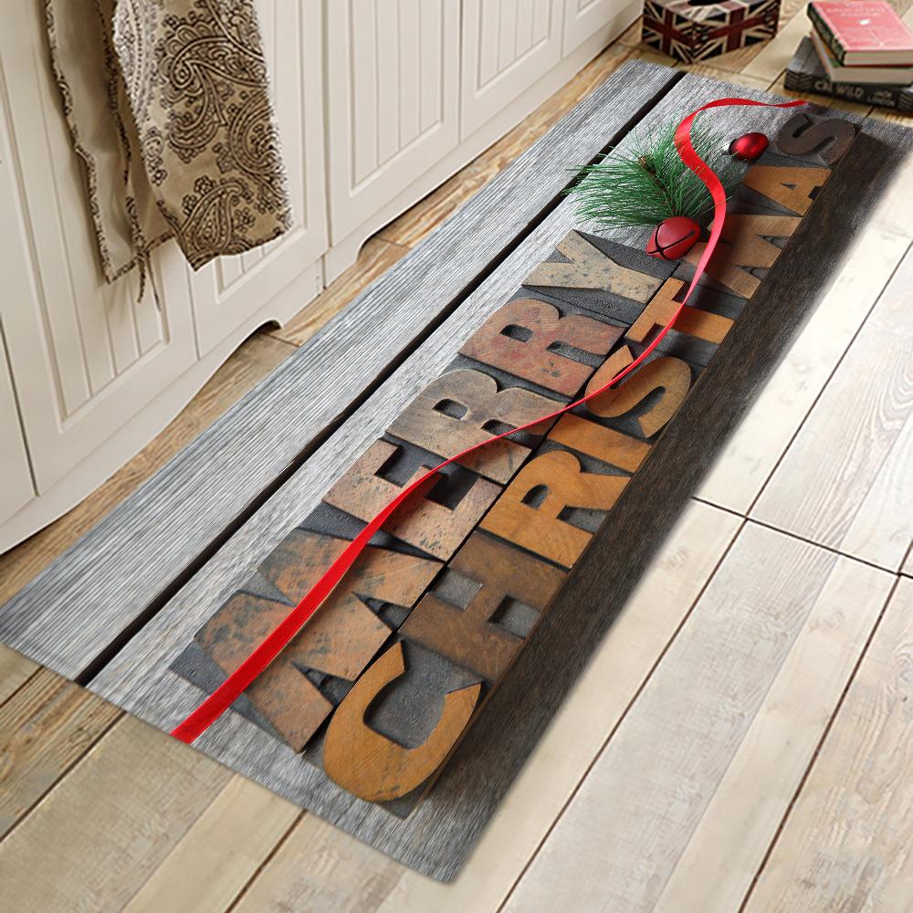 Merry Christmas Pattern Grey Christmas Entryway Doormat Runners Rugs Kitchen Bathroom Anti-skip Mats