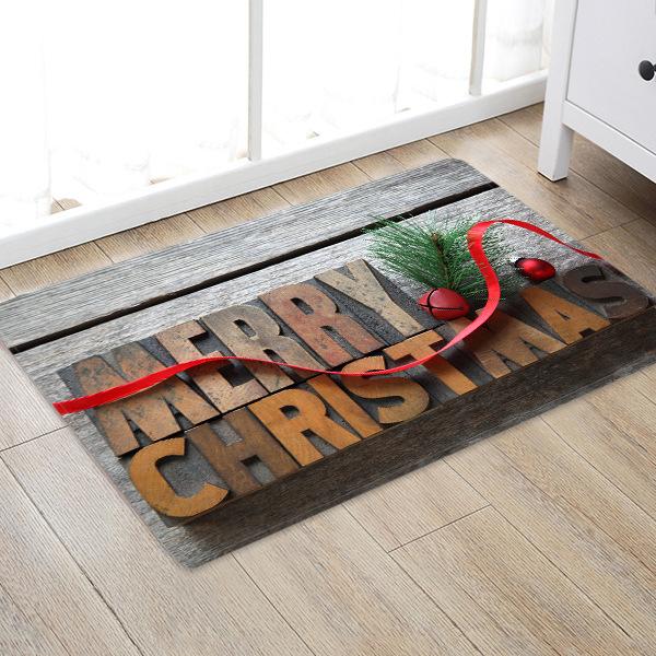 Merry Christmas Pattern Grey Christmas Entryway Doormat Runners Rugs Kitchen Bathroom Anti-skip Mats