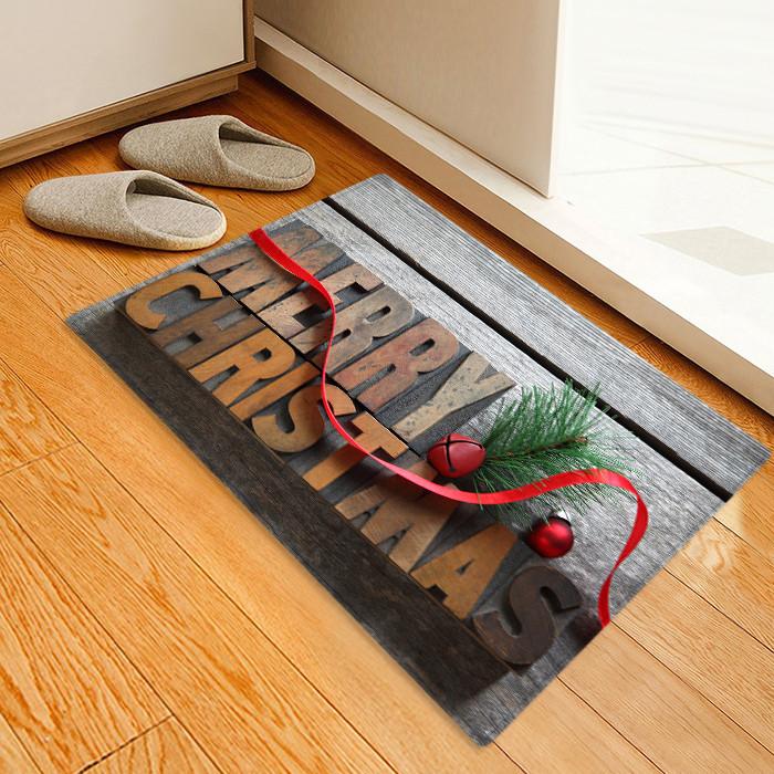 Merry Christmas Pattern Grey Christmas Entryway Doormat Runners Rugs Kitchen Bathroom Anti-skip Mats