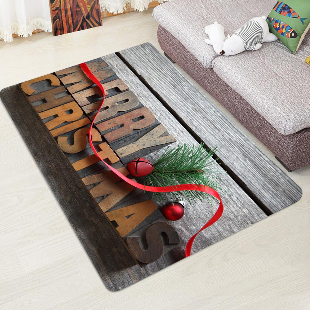 Merry Christmas Pattern Grey Christmas Entryway Doormat Runners Rugs Kitchen Bathroom Anti-skip Mats