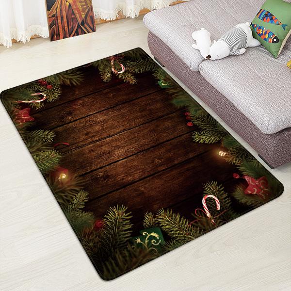 Pine Branches Pattern Black Christmas Entryway Doormat Runners Rugs Kitchen Bathroom Anti-skip Mats