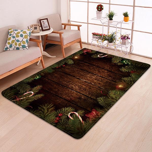 Pine Branches Pattern Black Christmas Entryway Doormat Runners Rugs Kitchen Bathroom Anti-skip Mats