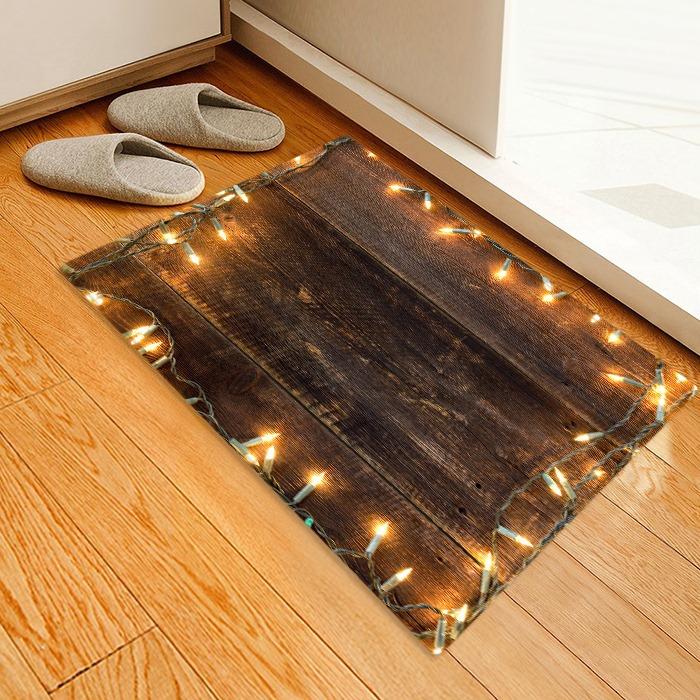 Pretty Warm Lights String Pattern Christmas Entryway Doormat Runners Rugs Kitchen Bathroom Anti-skip Mats