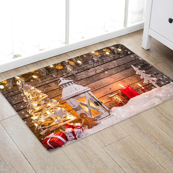 Warm Christmas Decoration Pattern Christmas Entryway Doormat Runners Rugs Kitchen Bathroom Anti-skip Mats