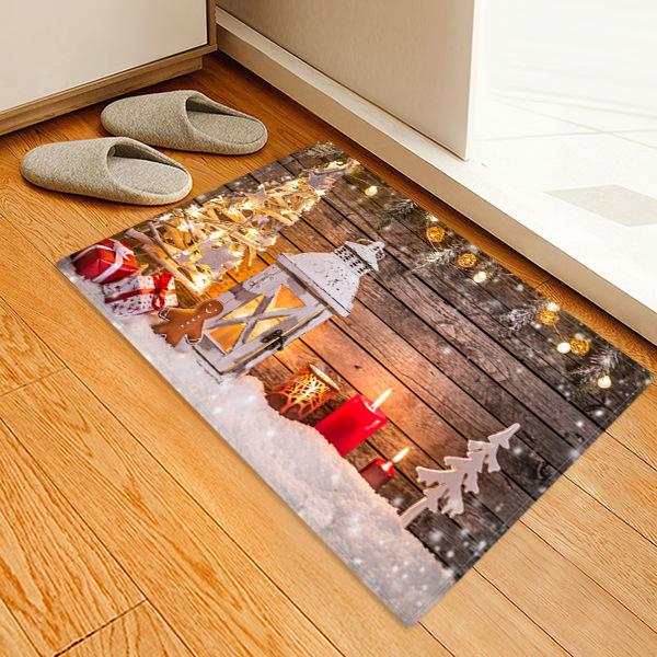 Warm Christmas Decoration Pattern Christmas Entryway Doormat Runners Rugs Kitchen Bathroom Anti-skip Mats