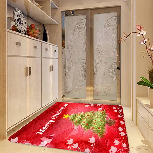 Nice Cartoon Christmas Tree Pattern Christmas Entryway Doormat Runners Rugs Kitchen Bathroom Anti-skip Mats