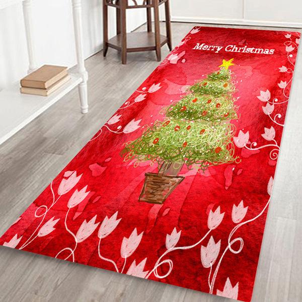 Nice Cartoon Christmas Tree Pattern Christmas Entryway Doormat Runners Rugs Kitchen Bathroom Anti-skip Mats