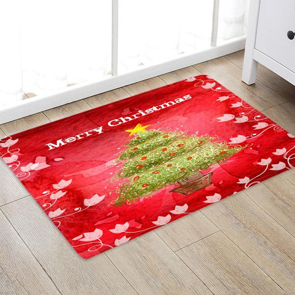 Nice Cartoon Christmas Tree Pattern Christmas Entryway Doormat Runners Rugs Kitchen Bathroom Anti-skip Mats