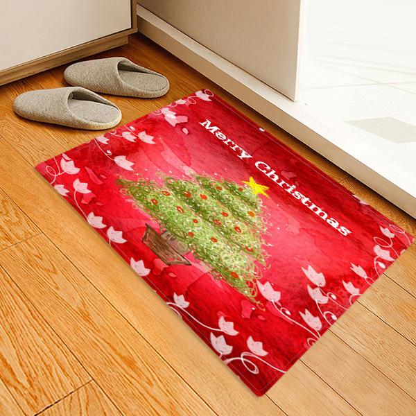 Nice Cartoon Christmas Tree Pattern Christmas Entryway Doormat Runners Rugs Kitchen Bathroom Anti-skip Mats