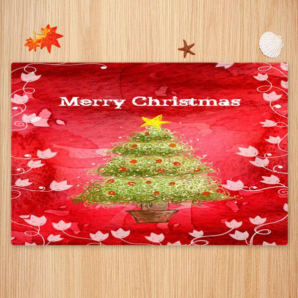 Nice Cartoon Christmas Tree Pattern Christmas Entryway Doormat Runners Rugs Kitchen Bathroom Anti-skip Mats