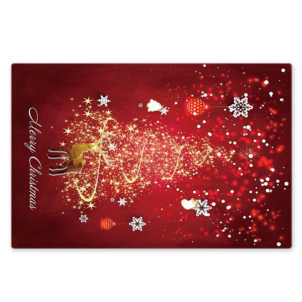 Sparkling Christmas Tree and Elk Pattern Red Christmas Entryway Doormat Runners Rugs Kitchen Bathroom Anti-skip Mats