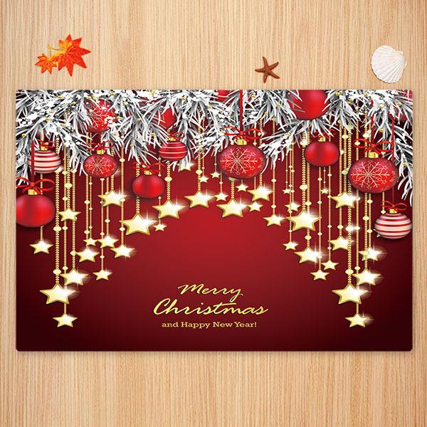 Stars and Small Bells Pattern Red Christmas Entryway Doormat Runners Rugs Kitchen Bathroom Anti-skip Mats