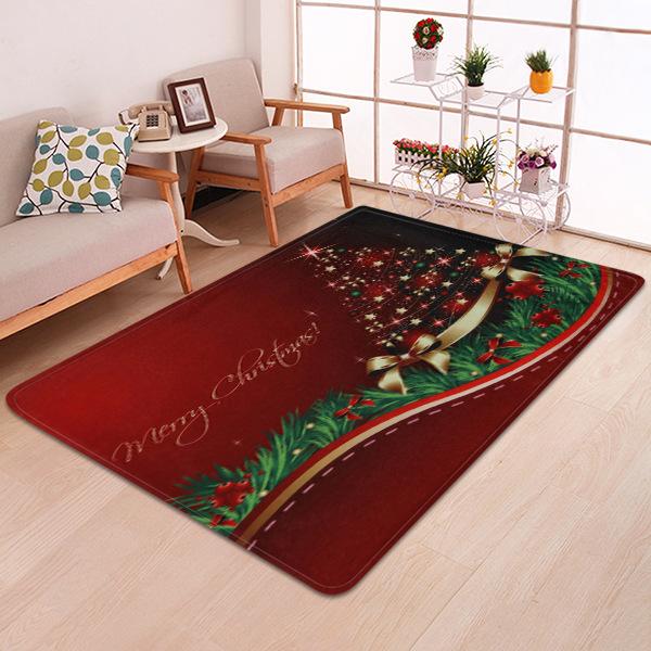 Beautiful Christmas Tree Pattern Red Christmas Entryway Doormat Runners Rugs Kitchen Bathroom Anti-skip Mats