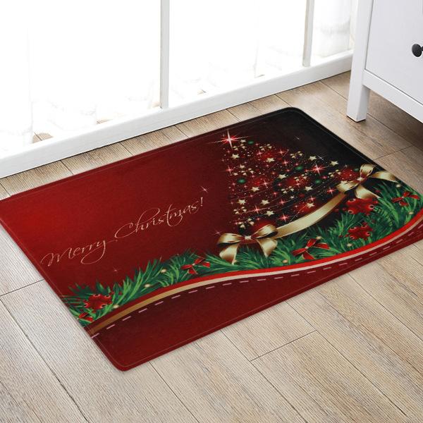 Beautiful Christmas Tree Pattern Red Christmas Entryway Doormat Runners Rugs Kitchen Bathroom Anti-skip Mats