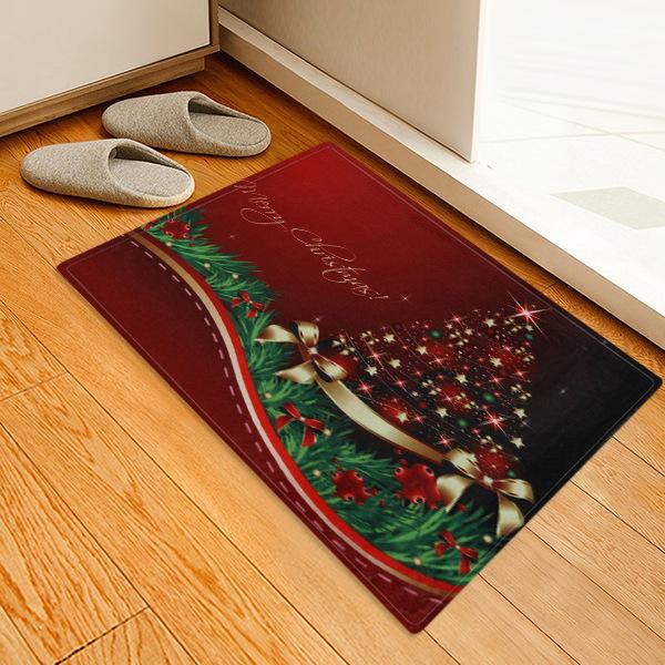 Beautiful Christmas Tree Pattern Red Christmas Entryway Doormat Runners Rugs Kitchen Bathroom Anti-skip Mats