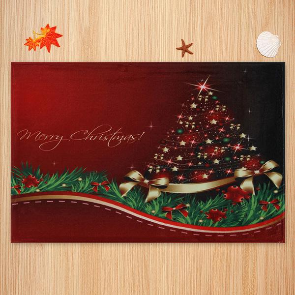 Beautiful Christmas Tree Pattern Red Christmas Entryway Doormat Runners Rugs Kitchen Bathroom Anti-skip Mats