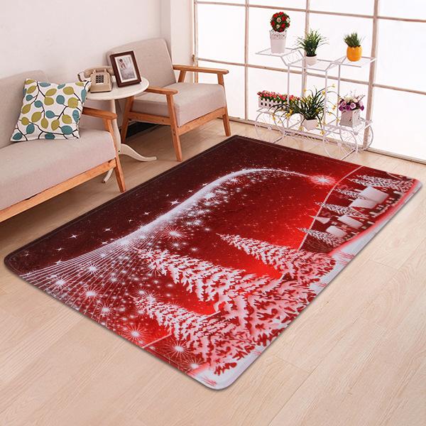 Snow Pattern Red Christmas Entryway Doormat Runners Rugs Kitchen Bathroom Anti-skip Mats