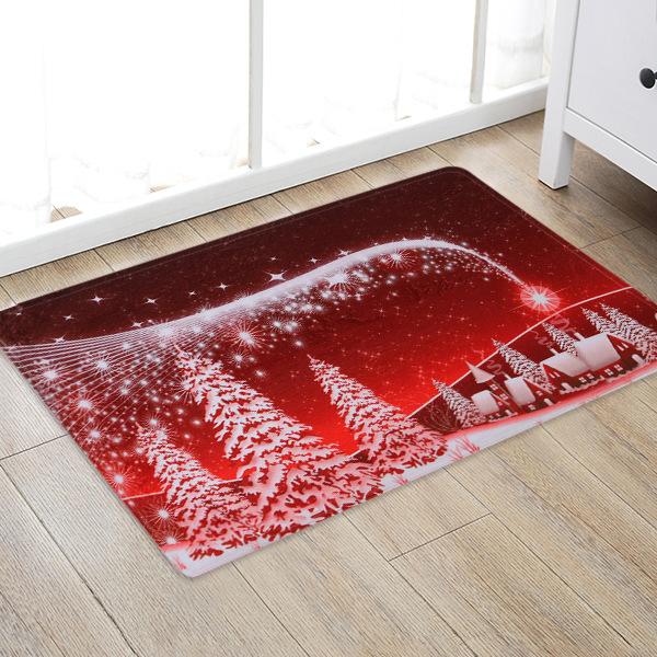 Snow Pattern Red Christmas Entryway Doormat Runners Rugs Kitchen Bathroom Anti-skip Mats