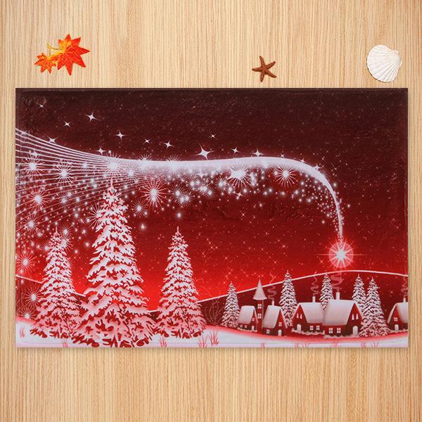 Snow Pattern Red Christmas Entryway Doormat Runners Rugs Kitchen Bathroom Anti-skip Mats