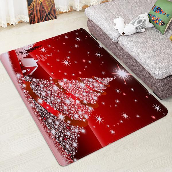 Snowy Christmas Night Pattern Red Christmas Entryway Doormat Runners Rugs Kitchen Bathroom Anti-skip Mats