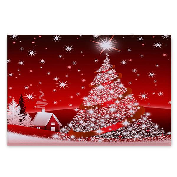 Snowy Christmas Night Pattern Red Christmas Entryway Doormat Runners Rugs Kitchen Bathroom Anti-skip Mats