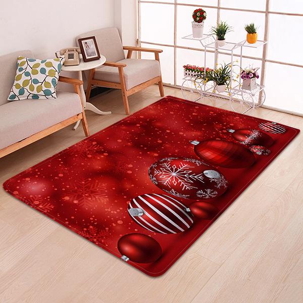 Red Christmas Small Bells Pattern Entryway Doormat Runners Rugs Kitchen Bathroom Anti-skip Mats