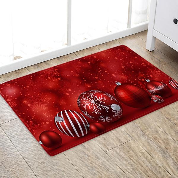 Red Christmas Small Bells Pattern Entryway Doormat Runners Rugs Kitchen Bathroom Anti-skip Mats