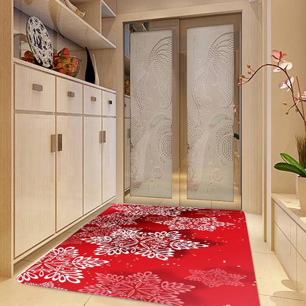 Christmas Snow Pattern Red Christmas Entryway Doormat Runners Rugs Kitchen Bathroom Anti-skip Mats