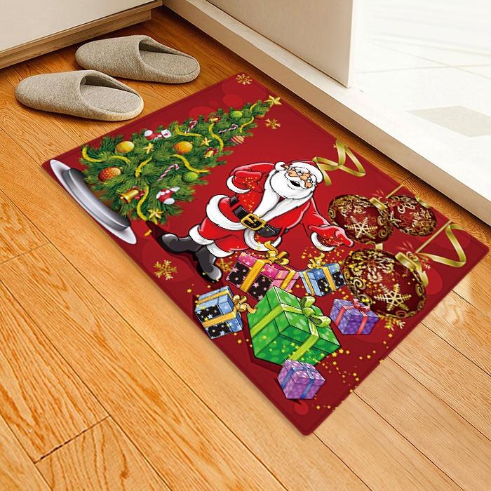 Cartoon Santa Claus Pattern Christmas Entryway Doormat Runners Rugs Kitchen Bathroom Anti-skip Mats