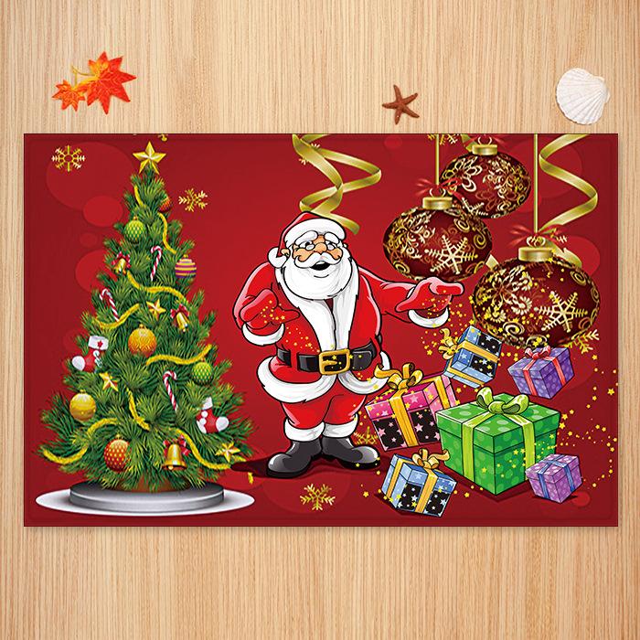 Cartoon Santa Claus Pattern Christmas Entryway Doormat Runners Rugs Kitchen Bathroom Anti-skip Mats