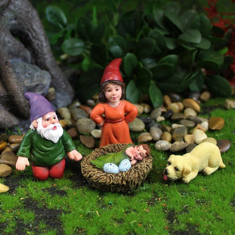 Garden Miniature Landscape Gnome Family Statue