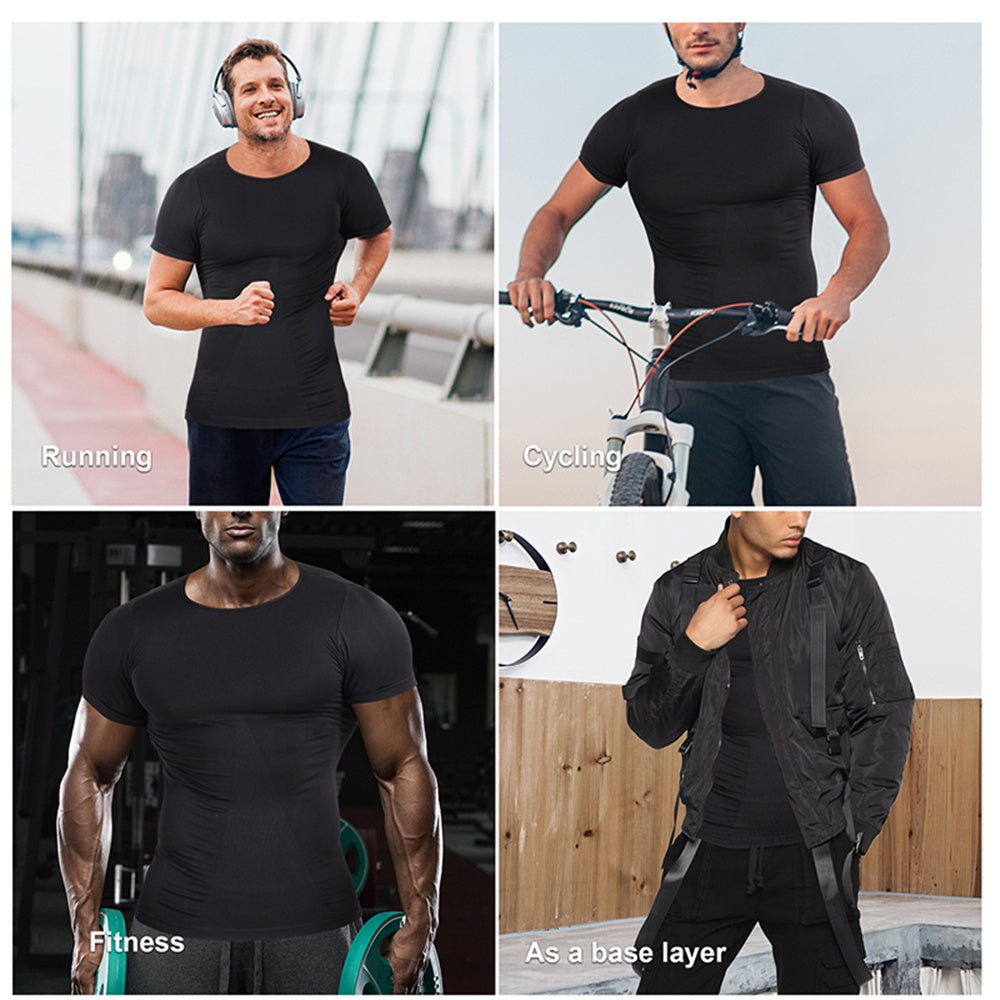 Nebility Men Abs Abdomen Body Shaper Compression Shirt