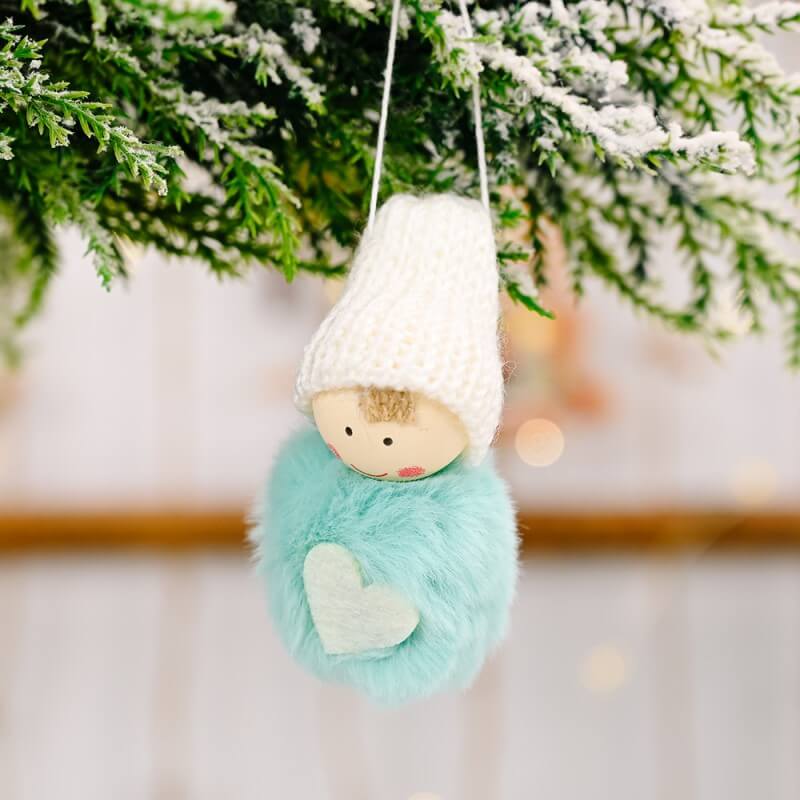 6 Pieces Christmas Decoration Plush Ball Pendant Cute Mini Snowman Christmas Tree Decoration