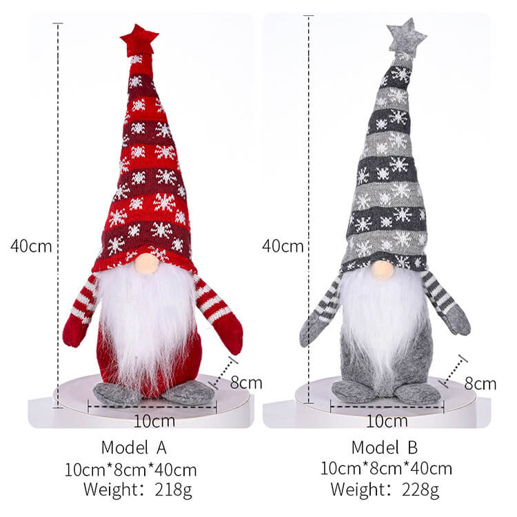 Christmas Decoration 2Pcs Five-pointed Star Snowflake Knitted Hat Faceless Doll Standing Doll