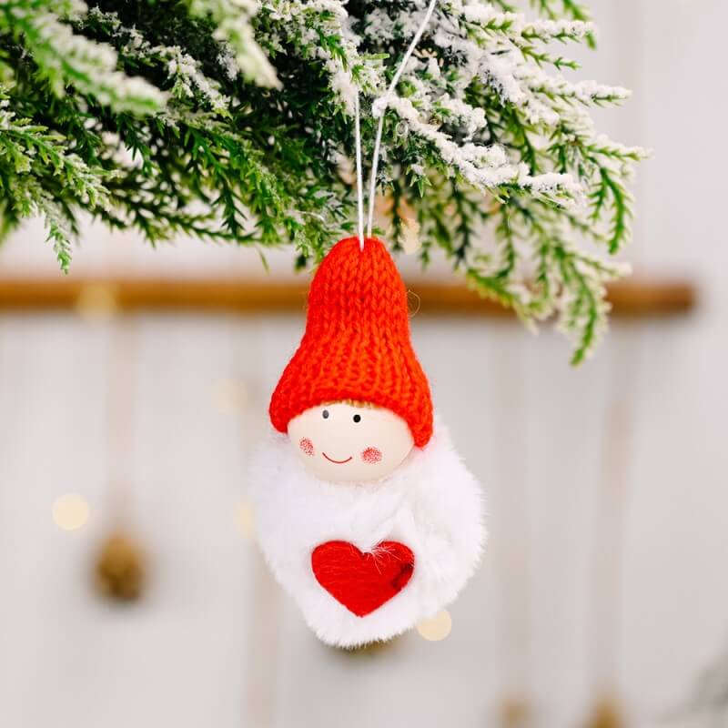 6 Pieces Christmas Decoration Plush Ball Pendant Cute Mini Snowman Christmas Tree Decoration