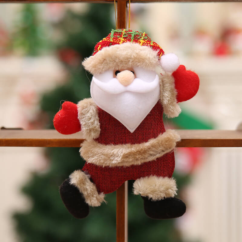 4PCS Christmas Ornaments Gift Xmas Hanging Decoration Santa Claus Snowman Reindeer Bear Doll for Christmas Holiday Party Home Decor