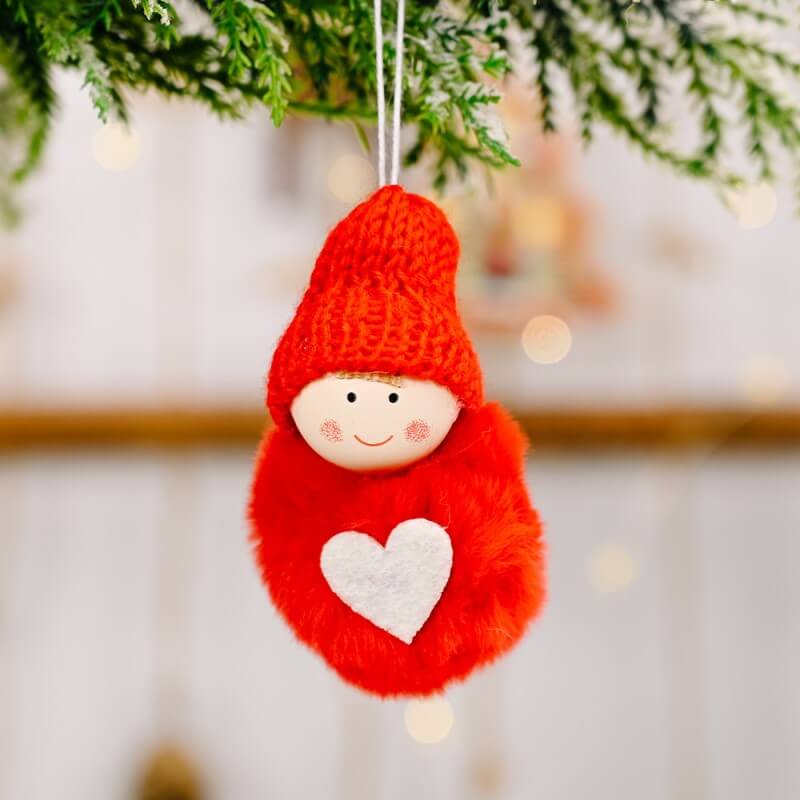 6 Pieces Christmas Decoration Plush Ball Pendant Cute Mini Snowman Christmas Tree Decoration