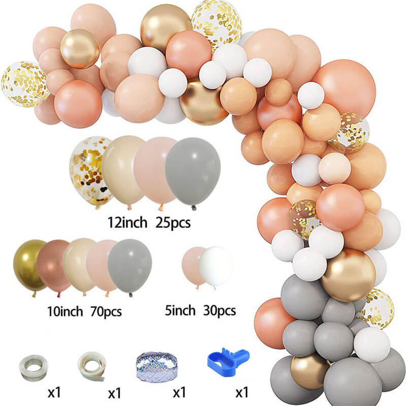 129 Pcs Rose Gold Skin Tone Balloon Arch Garland Set for Birthday Wedding Baby Party Decorative Balloons